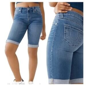 True Religion Blue Denim Bermuda Jean Shorts